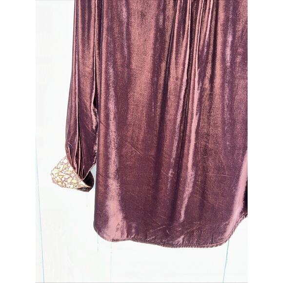 Natural Life Size Large Brown Velvet Button Down Floral Flip Cuff Gorpcore - Picture 14 of 14